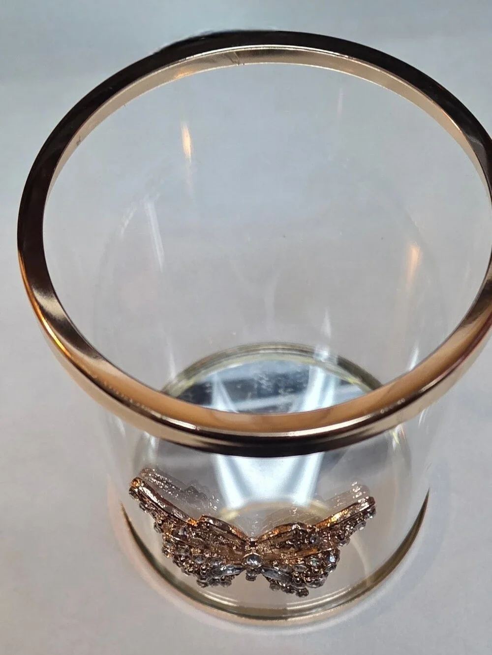 Bath & Body Works Butterfly Glass Cloche Pedestal Candle Holder Gold Edging - Picture 5 of 8